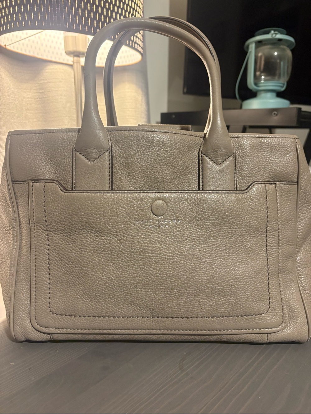 Authentic Marc Jacobs Empire City Leather Tote Satchel - Taupe Grey